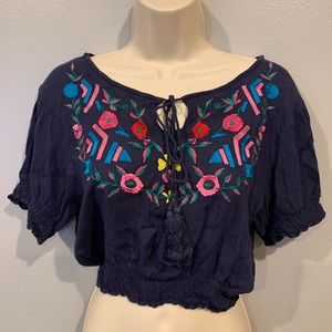 Bohemian crop top with embroidered detail